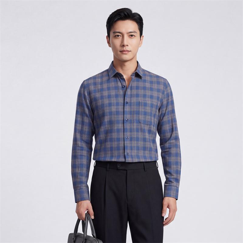 New Plaid Flannel Shirts For Men Long Sleeve 100%Cotton Fashion Casual Soft Standard-Fit Man Blouse Clothes Men's Clothing M-5XL