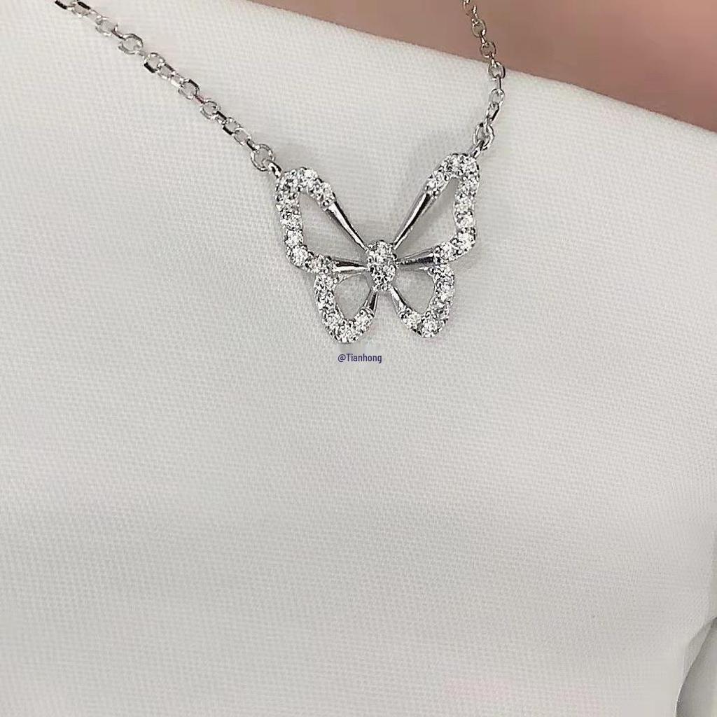 2025 Luxury 925 Silver Butterfly Necklace: Niche Design Clavicle Chain Pendant for Women