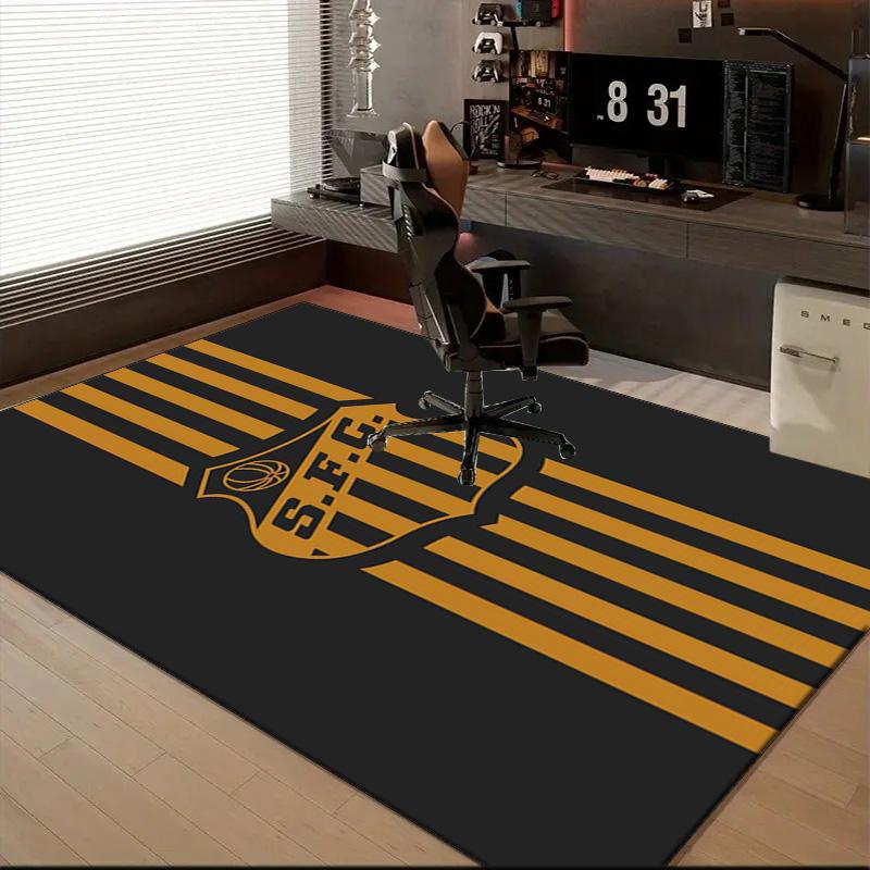 Powerful Football Crest Design Printed Office Carpet Chair Cushion Entryway Rug, Rugs for Living Room, Bedroom Christmas gifts
