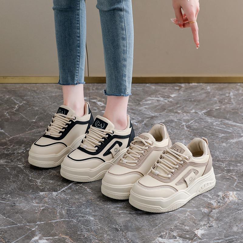 Inner height increase, spring little white shoes new female students thick-soled height increase sports board shoes casual