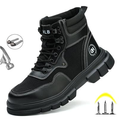 Fashion Men Work Safety Boots Anti-Smash Anti-Puncture Work Sneakers High Top Safety Shoes Men Indestructible Work Boots