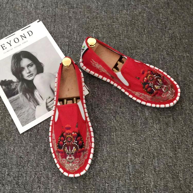 Old Beijing Cloth Shoes Embroidery Flower Social Guy Male Moccasin-Gommino Student Casual Shoes National Chinese Style