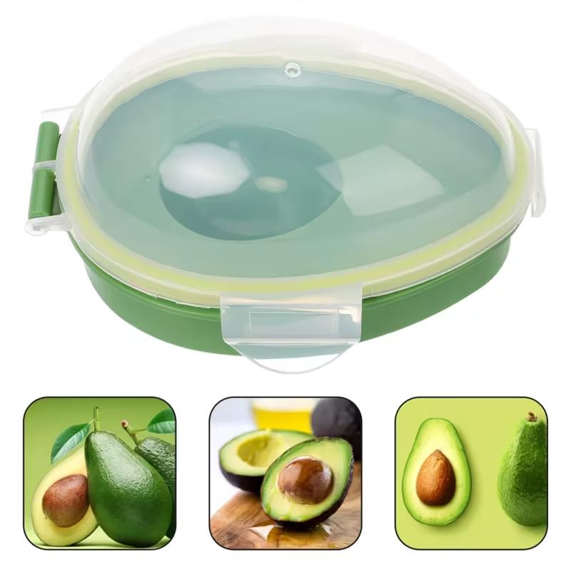 Reusable Avocado Storage Container Plastic Flip Top Fresh Fruit Keeper Box Rectangle Shape Food Saver Pod Dishwasher Safe