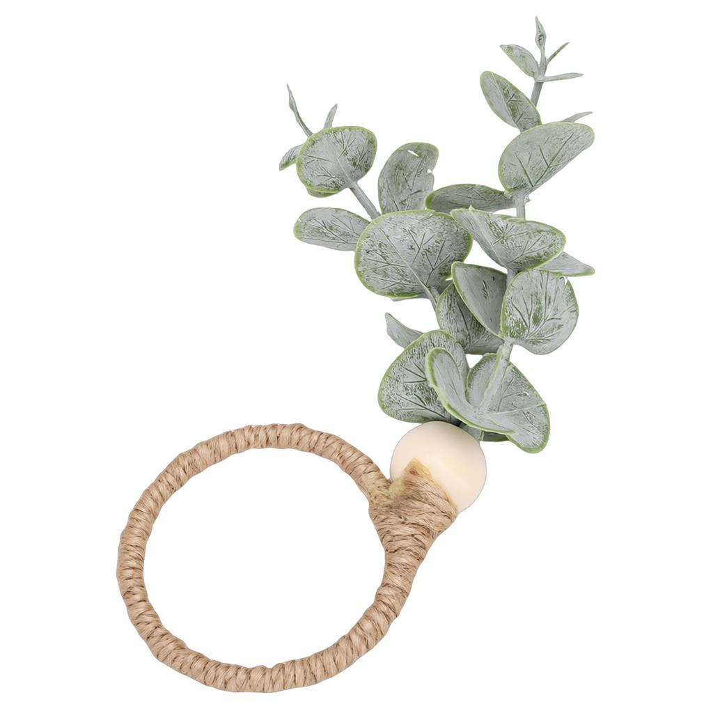 12PCS Napkin Rings Bohemian Style Wood Bead Farmhouse Napkins Ring Holders for Weddings Parties Leaves Design