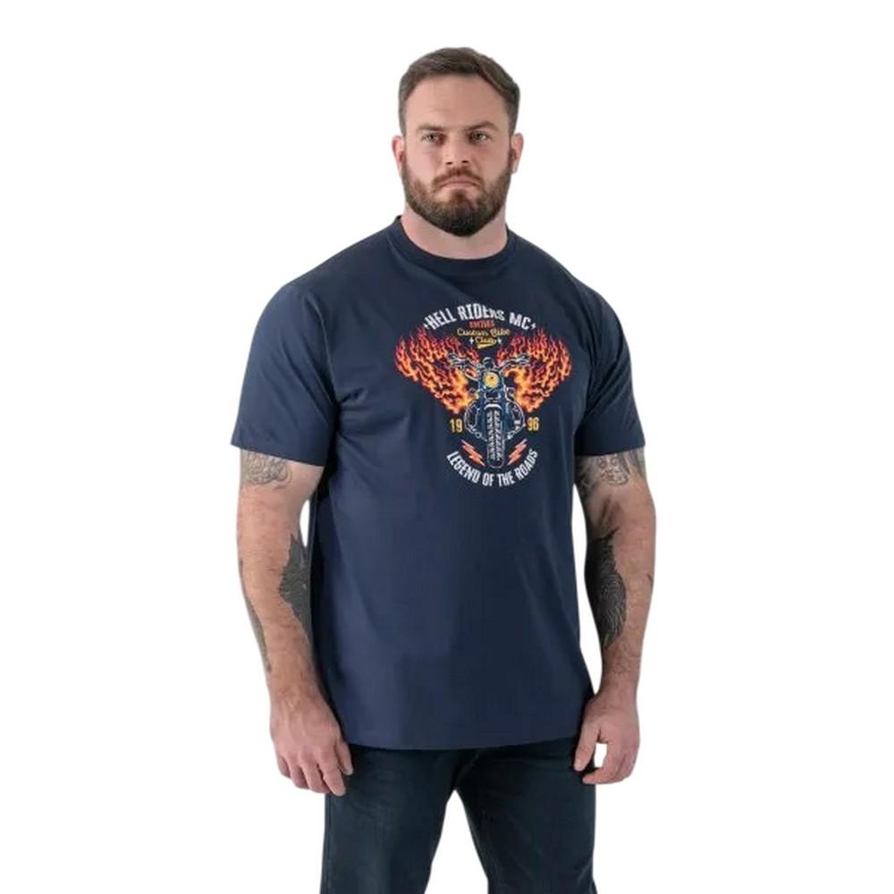 Duke Mens Hockney D555 Motorbike With Flame Wings Kingsize T-Shirt