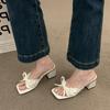 2025 New Women's Lightweight High-heeled Flip Flops, Women's Clip on Strap Bow Slippers, Women's Open Toed Beach Sandals
