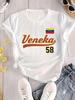 Venezuela Flagge Druck Unisex T-Shirt Lässig Rundhals Kurzarm Oberteil T-Shirts Bequem Leichte Passform Hemden Unisex Kleidung
