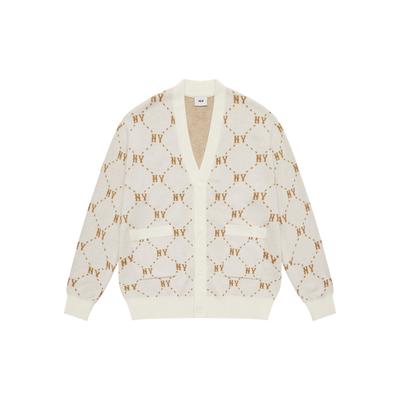 MLB Monogram Series New York Yankees 24FW Logo Diamond Pattern V-Neck Double Layer Knit Long Sleeve Cardigan Sweater Unisex Sweater 3AKCM0144-50CRS