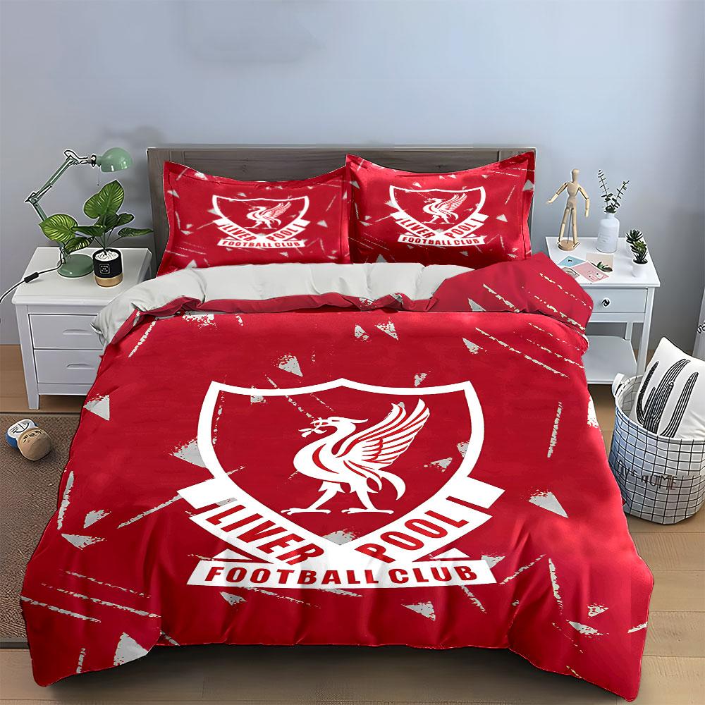 Biancheria da letto rossa del Liverpool Football Club Set Copripiumino Copripiumino Federe (1 * Copripiumino 2 * Federe, senza piumino)