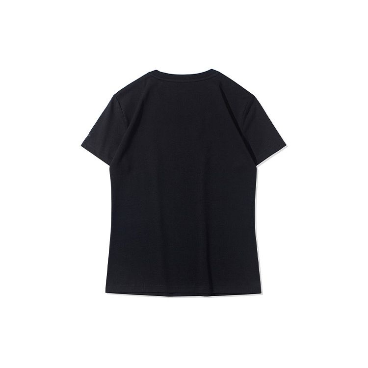 Li Ning Gradient Logo Print Sports Short Sleeve T-Shirt Women Tops Black AHSR548-6