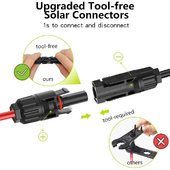 2 To 4/6/8 Y Branch P Solar Connectors Tool-Free 10AWG Solar Panel Cable Splitter for Photovoltaic System Boat RV Solar Panel