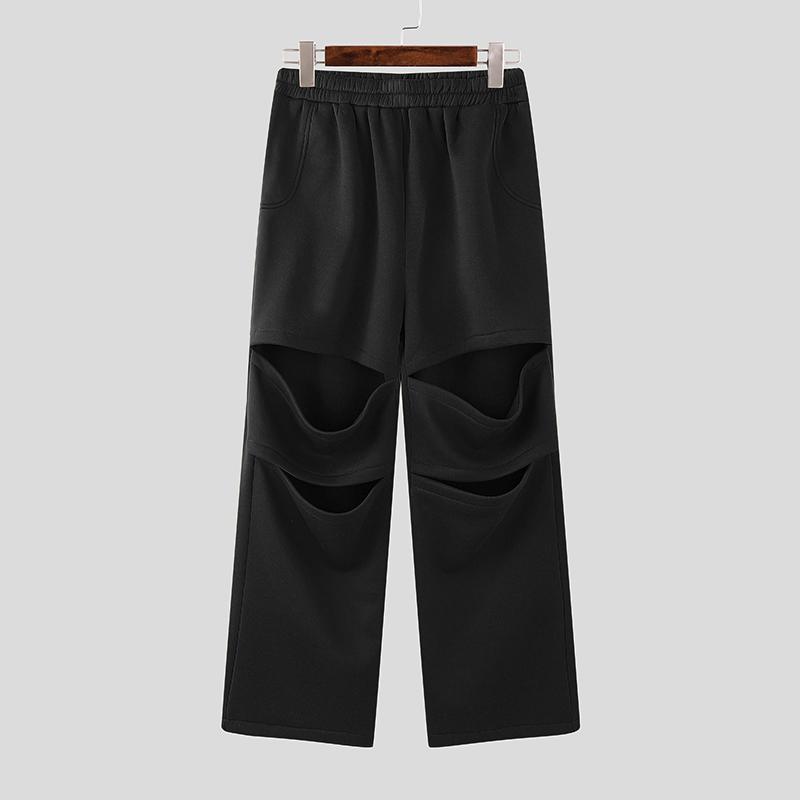 INCERUN Men Elastic Waist Cutout Hollow Long Sport Trousers Sweatpants