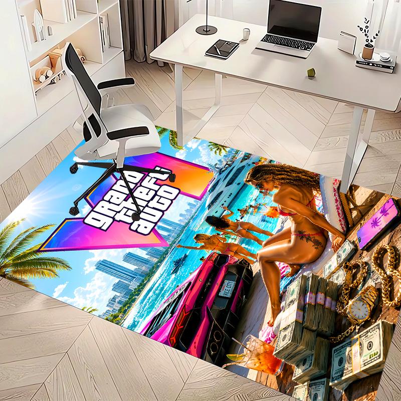 Game Grand Theft Auto Print Area Rug - Soft, Washable Non-Slip Indoor Mat for Office Chairs, Living Room, Home Office Decorative Rug