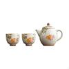 Travel Tea Set, Portable Ceramic Teapot 1 Pot 2 Cups, Outdoor, Office, Gift Bubble Fish Beauty