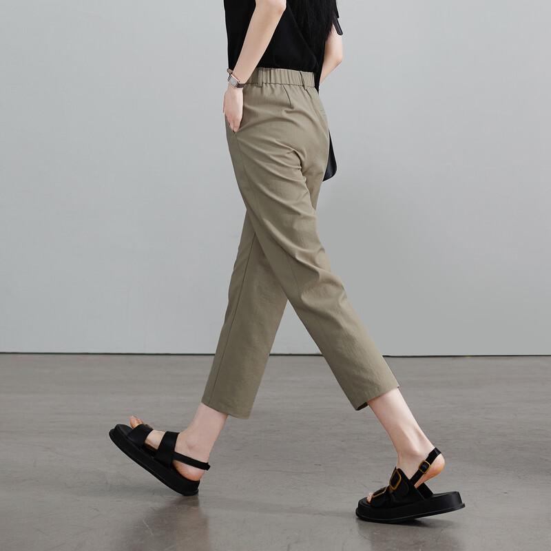 SOFSIL Women's Cotton Linen Blend Slim Cropped Pants