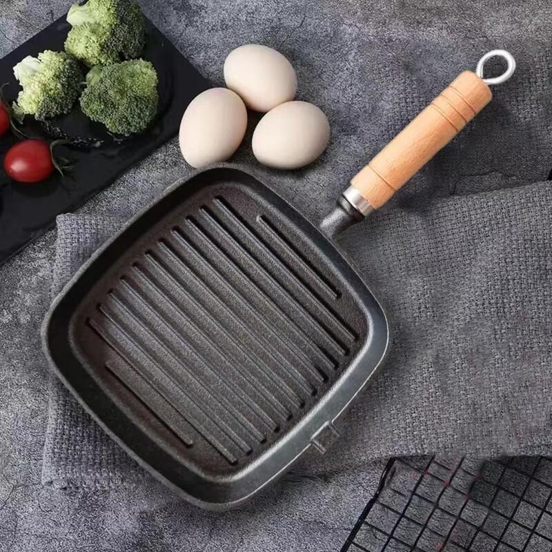 

OTO Cast Iron Steak Frying Pan with Wooden Handle