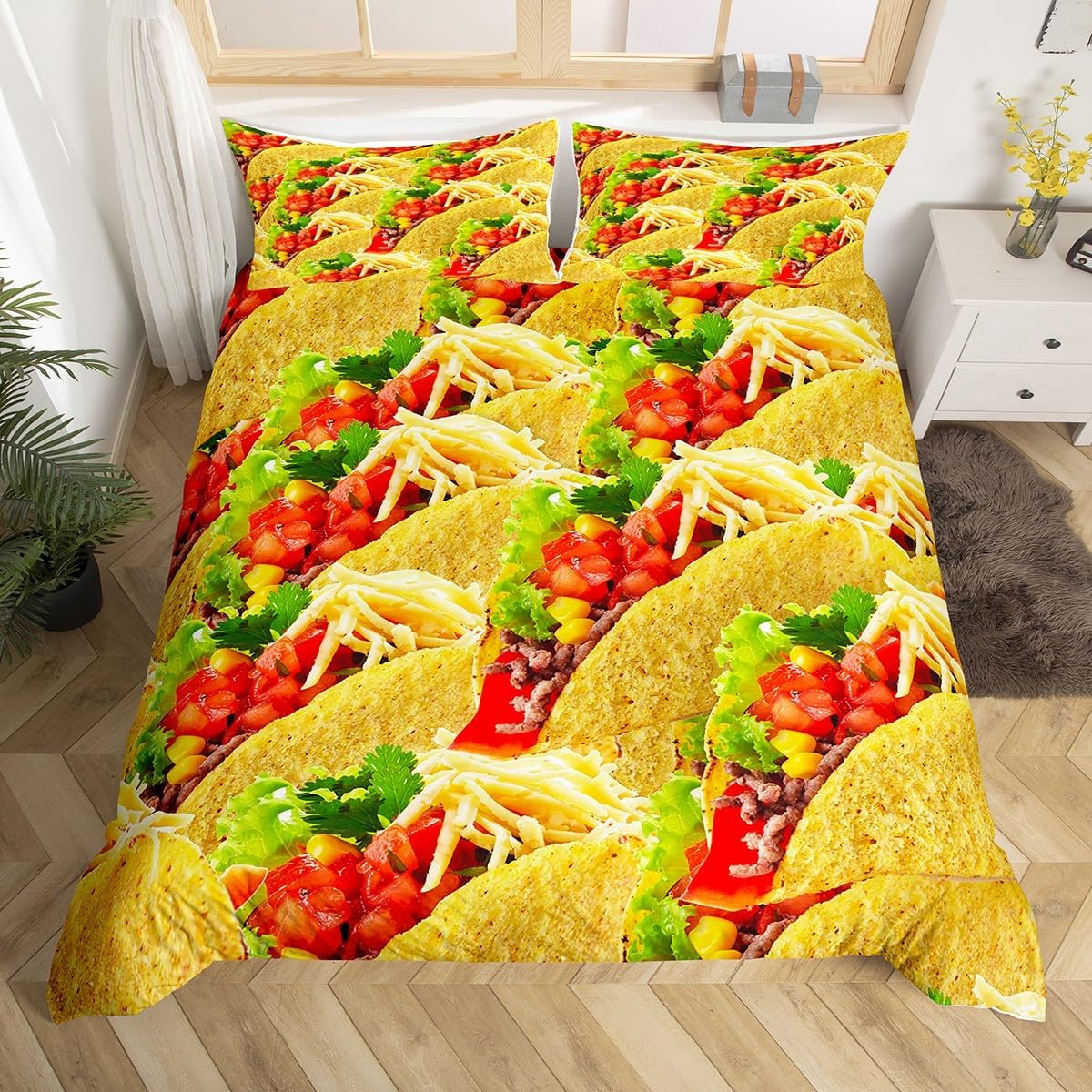 

Sushi Soft Duvet Cover Set Ful Quen,Japanese Fod Beding Set 3D Fod Themed Bedspread Cover Realistic Fod Rom Decor Comfortable Quilt Cover 120*200cm Single