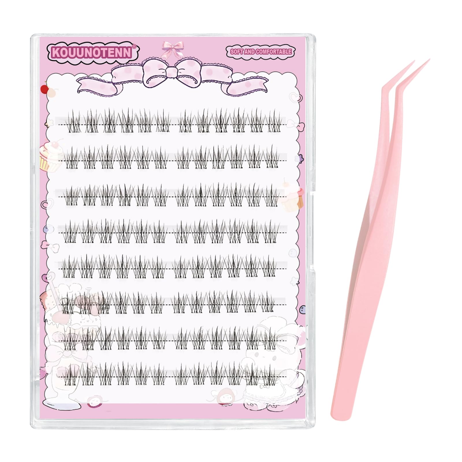 

KOUUNOTENN Partial False Eyelashes - No Glue Needed - Time-Saving Makeup - Low Adhesion - 1 Piece with Tweezers