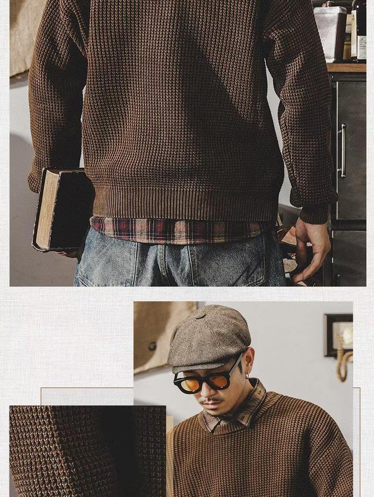 Men's Retro Heavy Washed Thick Sweater - Simple Winter Style