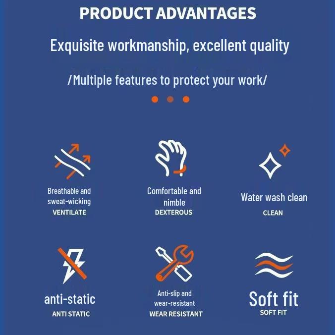 Breathable Anti-static PU Coated Nylon Gloves - Non-slip, Wear-resistant Labor Protection