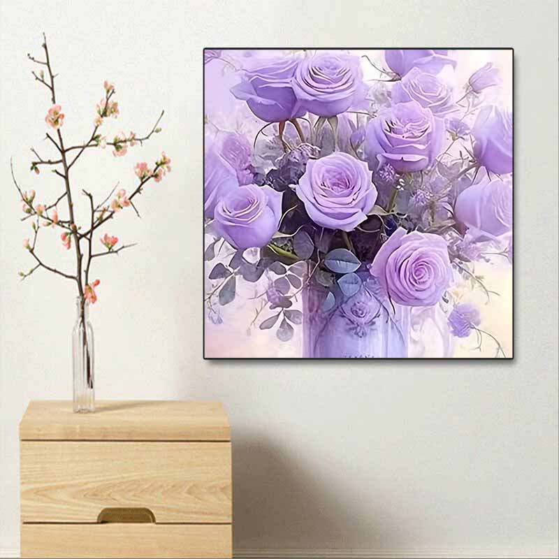 New Arrival 5D DIY Full Circle Diamond Painting "Purple Flower" Embroidery Cross Stitch Home Decor Gift