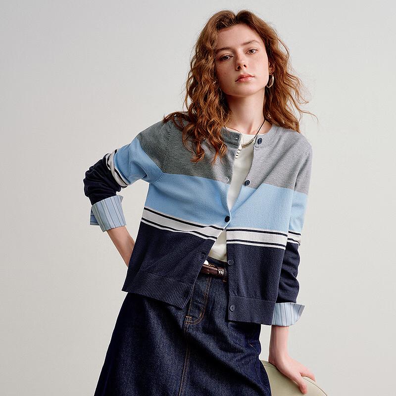 Women's Color Block Knitted Cardigan Jacket