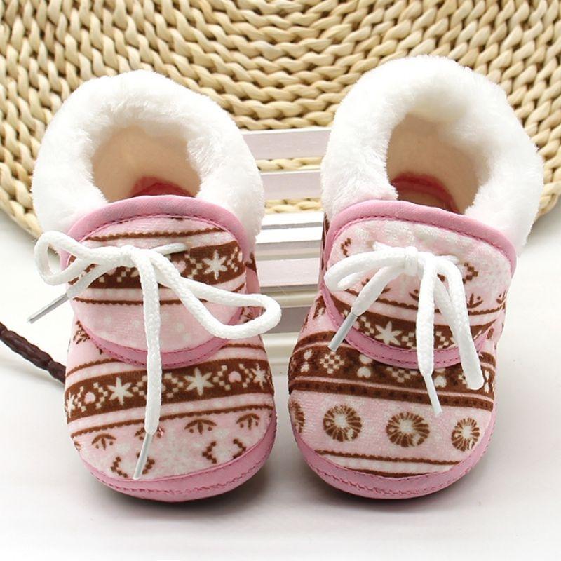 Baby First Walkers Winter Soft Soled Cotton Fabric Toddler Keep Warm Print Shoes