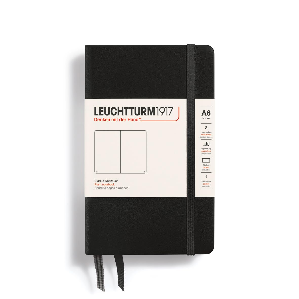 

Leuchtturm A6 Plain Officially Imported Notebook, Black, 317257,