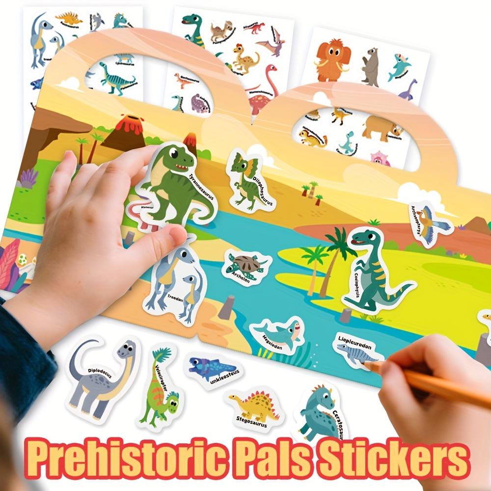 Reusable Sticker Collection Book for Kids Toddlers Dinosaurs Vehicles Funny Animal Cartoon Busy Sticker Toy Gift for Boys Girls
