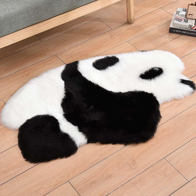 Long Pile Cartoon Animal Children's Bedroom Rug - Cute Faux Wool Bedside Floor Mat