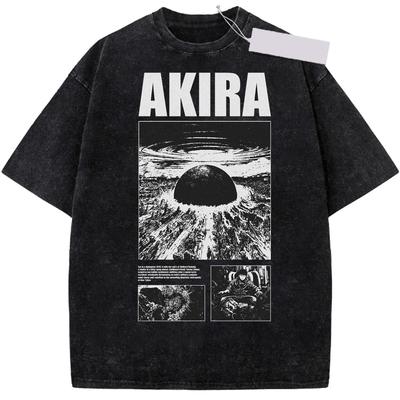 T-shirt Vintage Lavate Anni '90 Anime Akira T-shirt Fantascienza Giapponese Cartone Animato Film Shima Tetsuo T-shirt Uomo Donna T-shirt Oversize