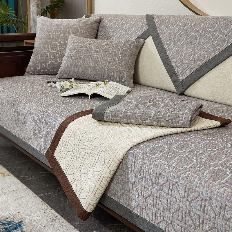European Jacquard Chenille Fabric Sofa Cushion Non-Slip Four Season Universal Leather Sofa Cover Towel 1/2/3/4 Seats Sofa Cover