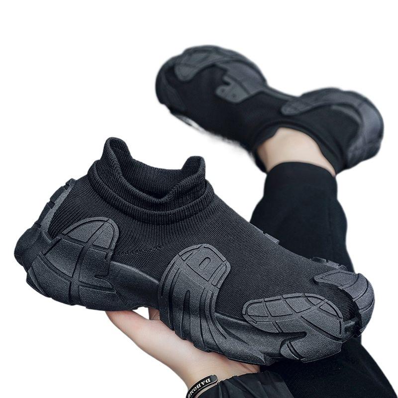 Summer new men's shoes fly-woven breathable socks shoes fashionable one-pedal lazy shoes soft sole comfortable dad shoes