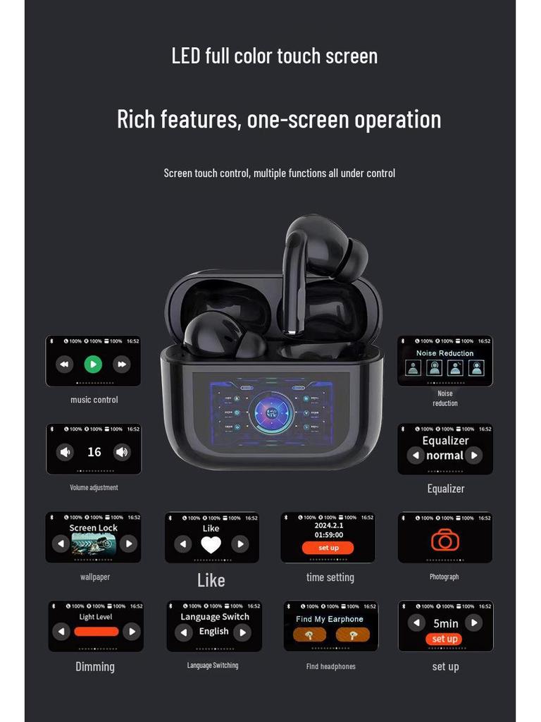 G4 LED Screen Bluetooth In-Ear Earphones with ANC/ENC Noise Cancelling and Single Mic Stereo Sound