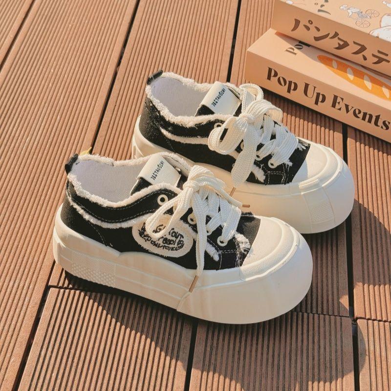 Black popular canvas shoes women's spring and autumn ins tide year new niche versatile breathable casual sports shoes