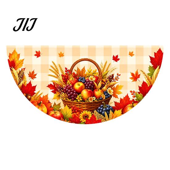 Blue White Pumpkin Decor Fall Bunting Fan Flag for Outside, 1.5 X 3ft Turkey Maple Festive Porch Accents Leaf Pattern Hanging Banner, Thanksgiving