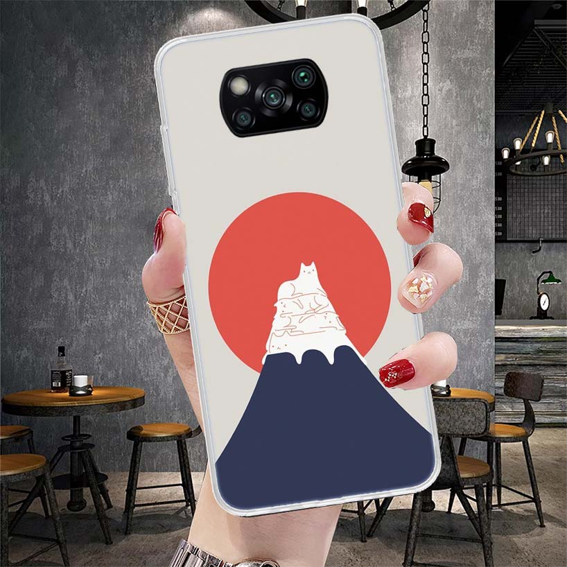 Art Cat Mount Fuji Japan Soft Phone Case For Xiaomi Redmi 15C 15 13C 13 Poco X5 X6 X7 F7 Ultra M7 12C 12 10 10C 9C 9A 9T 9 Funda
