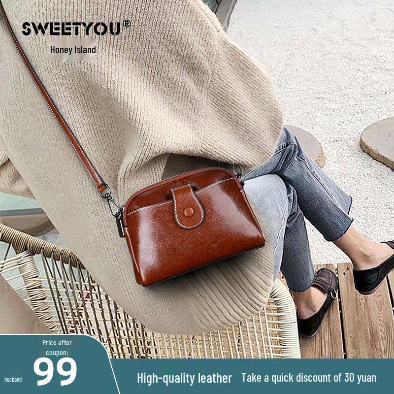 2023 Trendy Genuine Leather Women's Phone Crossbody Bag - High-End Fashion Shoulder Bag