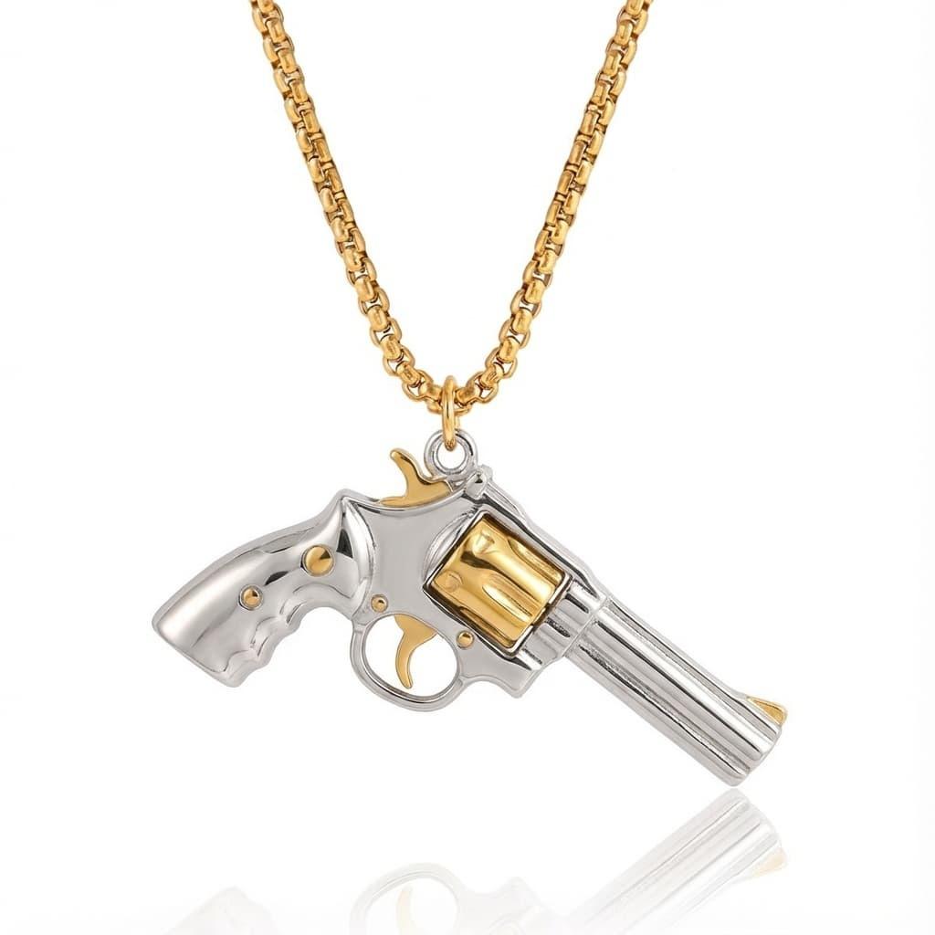 

Denim Series Pistol Cowboy Hat Boots Horse Head Gold And Silver Splicing Color Necklace Electroplating Color Retention