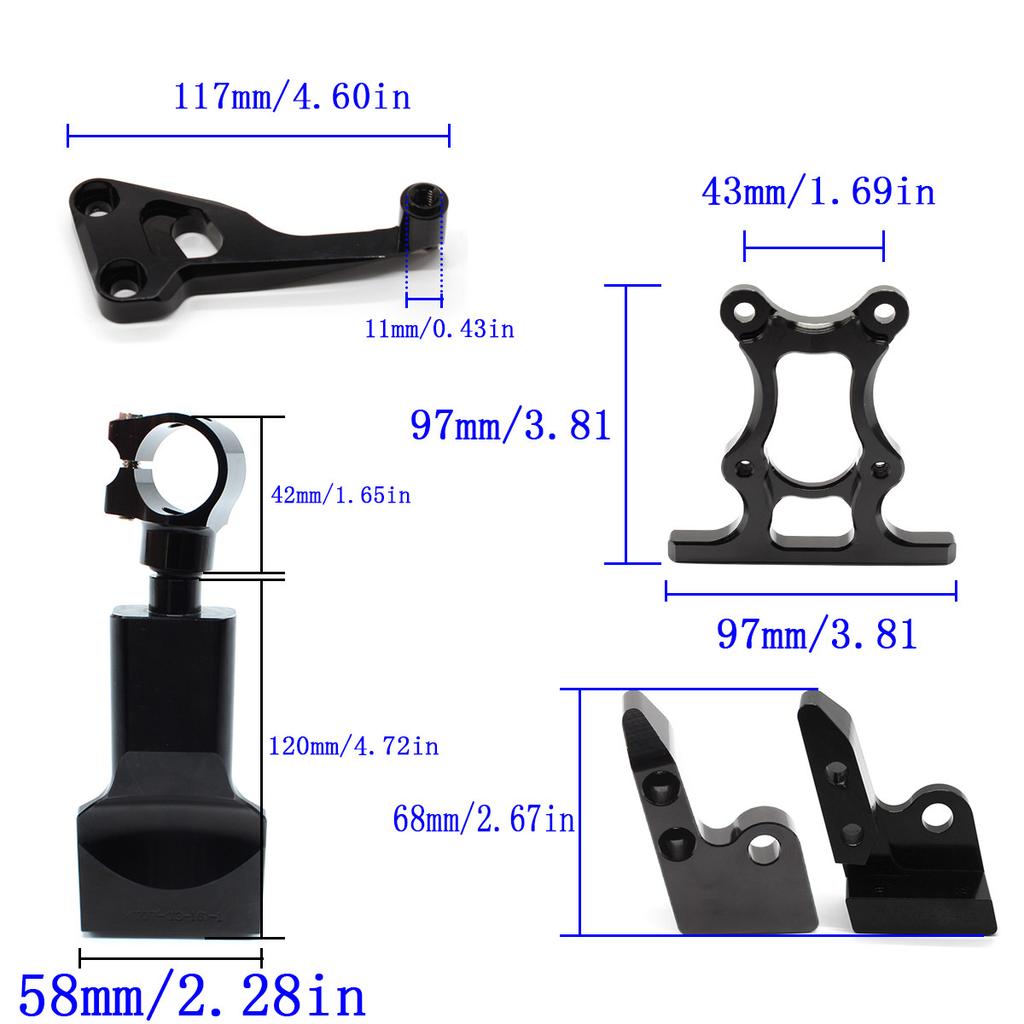 FOR Yamaha MT-07 MT07 FZ07 FZ-07 2014 2015 2016 2017 2018-2020 Steering Damper Shock Absorber Bracket Support Mounting Kit Set