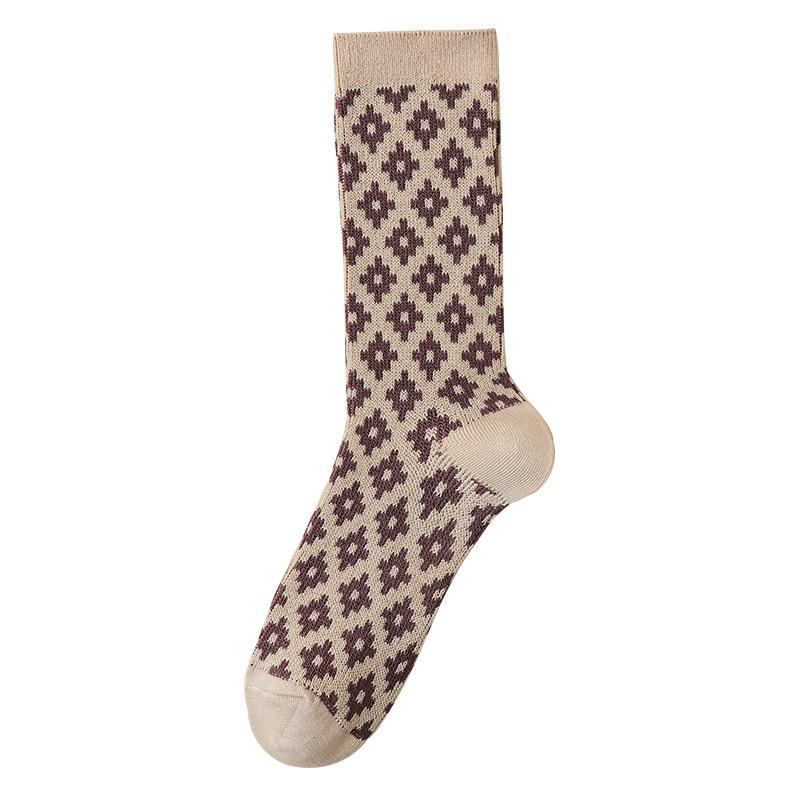 Retrofarbene High-Top-Socken für Damen im Herbst und Winter und Mid-Top-Socken aus gekämmter Baumwolle für Damen im Frühling und Herbst
