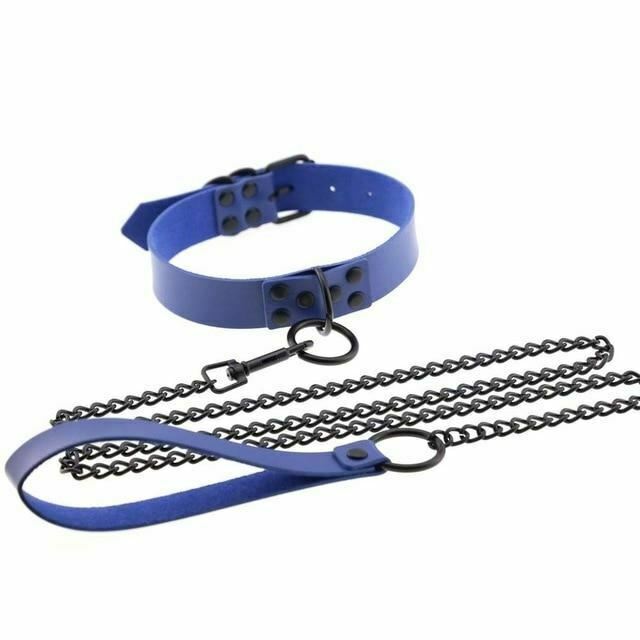 Rivet Slave Collar With Leash Pet Play Owned Submissive Collars & Leashes