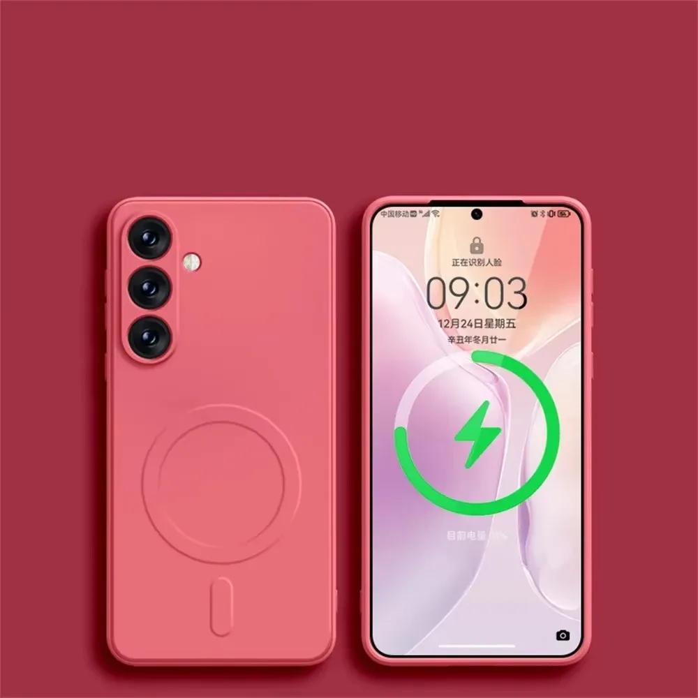 Magnetic Case For Samsung Galaxy S24 Ultra S22 S23 S21 Plus S25 FE Case For Magsafe Wireless Charge Luxury Soft Phone Cover
