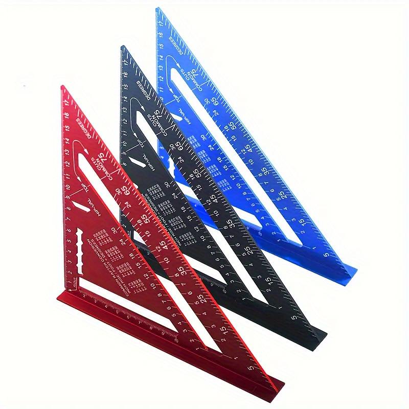 Red Lightweight 7-inch Metric Precision Square Ruler Marking Measuring Tool, 90 Degree Thick Aluminum Alloy Triangle Plate