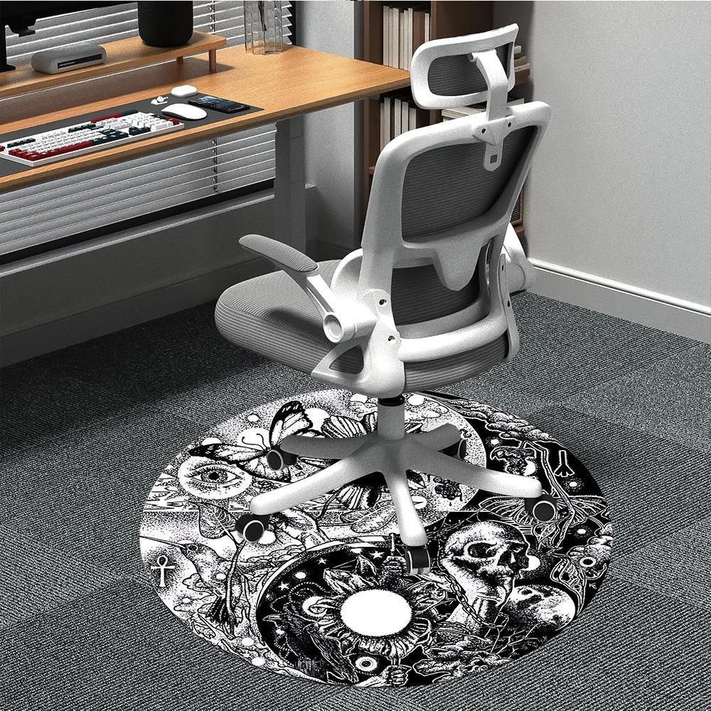 

1pc Yin-Yang Symbol Chair Carpet for Office Non-Slip, Machine Washable Rug for Office, Room - Holiday Decor, Machine Made yy251016115 80cm by 80cm