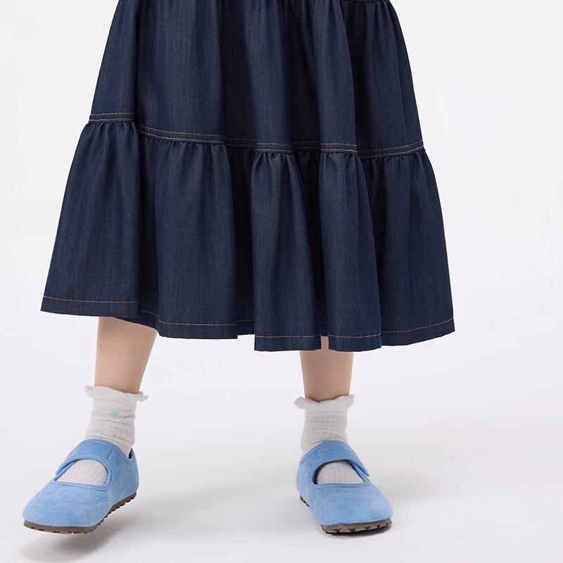 Girls  Casual A-Line Denim-Style Midi Skirt 120