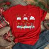 Polyester  100% New Christmas Happy Christmas Tree Santa Claus Casual and Fashionable Round-neck Short-sleeved Women's Base Tops