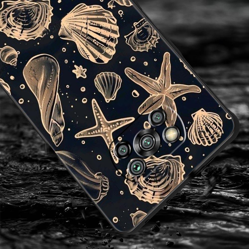 Ocean Coastal Seashell Seaweed Pattern Phone Case for Xiaomi Poco F7 F6 F5 F4 F3 X6 X5 X4 X3 NFC F7 Ultra M4 C51 C55 GT Soft TPU