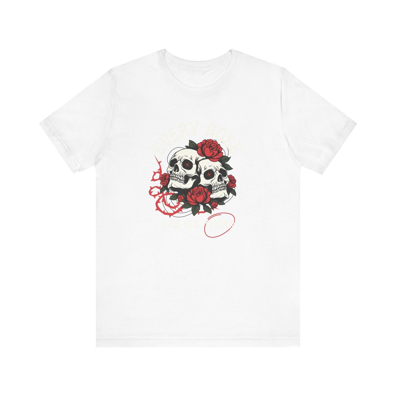 Skull & Roses Tee, Edgy Graphic T-Shirt, Unisex Casual Wear, Alternative S разноцветный