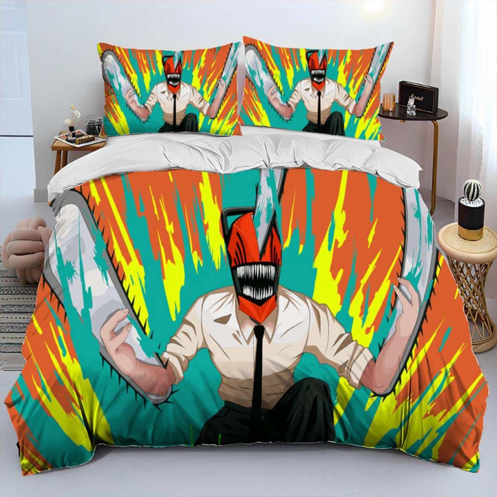 3D Anime Chainsaw Man Denji Cartoon Comforter Bedding Set,Duvet Cover Bed Set Quilt Cover Pillowcase,king Queen Size Bedding Set